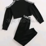 Women's Two Piece Outfit Long Sleeve Tops and Long Pants Tracksuit (black-2)