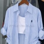 Premium Ladies Shirt with inner (Logo Printed) - Sky Blue