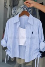Premium Ladies Shirt with inner (Logo Printed) - Sky Blue