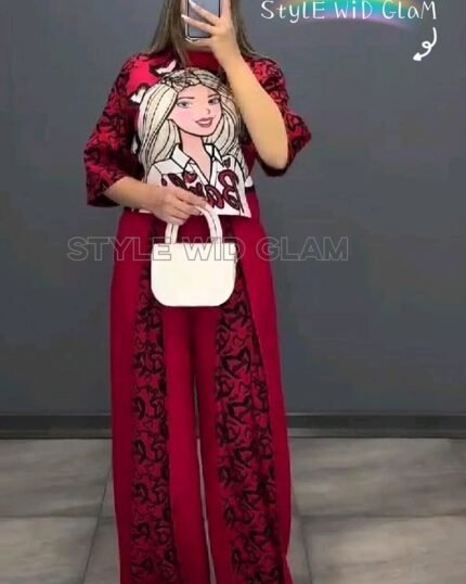 Cute Barbie Co-ord Set - Red Color