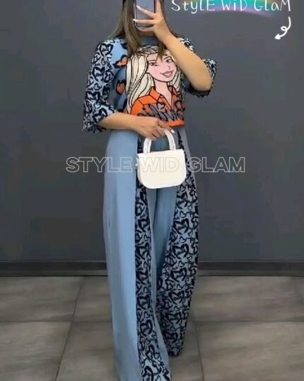 Cute Barbie Co-ord Set - Sky Blue Color