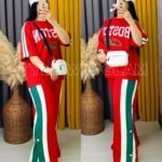 Dropped Sleeves Royal Red Tracksuit Set (only T shirt and Pant)