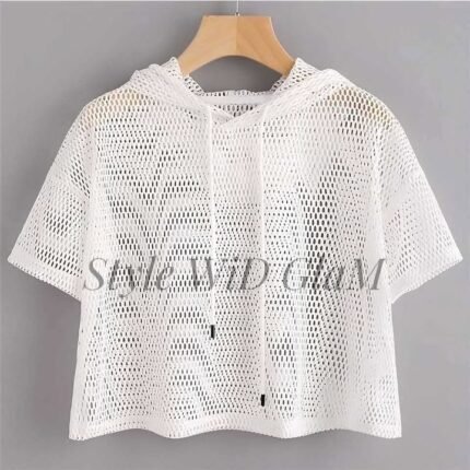 Crop Hoodie Mesh Top