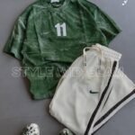 Oversized Streetwear Duo Sets ✅  (Green and Cream White Combo)
