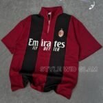 Ac Milan Short Sleeve Polo Premium Football Soccer Shirt  (Maroon and Black)