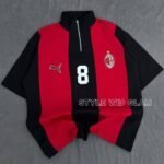 AC Milan Short Sleeve Polo Premium Football Soccer Shirt  (Black and Red )