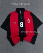 AC Milan Short Sleeve Polo Premium Football Soccer Shirt  (Black and Red )