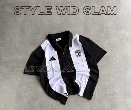 Juventus Short Sleeve Polo Premium Football Soccer Shirt  (Black and White)
