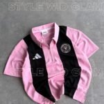 Inter Miami Short Sleeve Polo Premium Football Soccer Shirt  (Pink and Black)