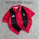 AC Milan Short Sleeve Polo Premium Football Soccer Shirt  (Red and Black )