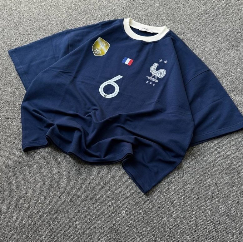 Elevate Your Game – Premium Knit Cotton T shirt with Boldness (France National Football Team) (Logo printed) - Image 2