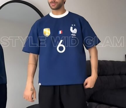 Elevate Your Game – Premium Knit Cotton T shirt with Boldness ( France National Football Team) )