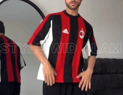 Elevate Your Game – Premium Knit Cotton T shirt with Boldness ( AC Milan)