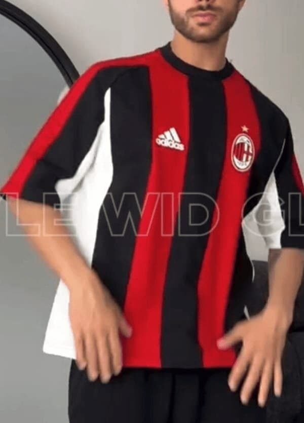 Elevate Your Game – Premium Knit Cotton T shirt with Boldness ( AC Milan) (Logo printed)