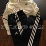 Premium Tweed Cotton Adidas Combo - Cream White and Black