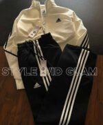 Premium Tweed Cotton Adidas Combo - Cream White and Black