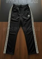 Premium Tweed Cotton Adidas Combo - Cream White and Black - Image 3