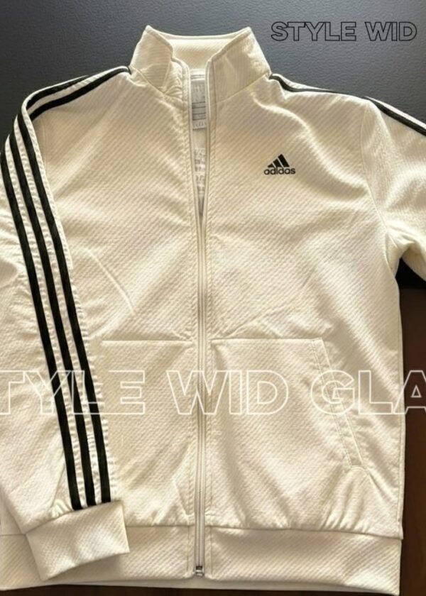 Premium Tweed Cotton Adidas Jacket - Cream White