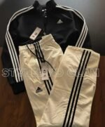 Premium Tweed Cotton Adidas Combo - Black and Cream White