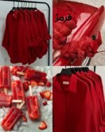 Premium Solid Shirt  with inner ( Strawberry Red color)
