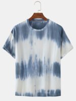 Men's Gradient Color Print Summer Breathable Loose O-Neck T-Shirts - Image 3