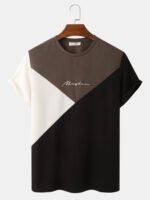 Men's Embroidery Tricolor Vines Knitted Texture Short Sleeve T-Shirts