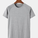 Men Solid Color High Elasticity Crew Neck Casual Short Sleeve Soft T-Shirts
