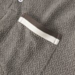 Men's Chevron Texture Half Button Collarless Short Sleeve T-Shirts - Image 4