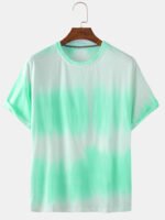 Men's Gradient Color Print Summer Breathable Loose O-Neck T-Shirts - Image 4