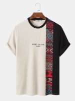 Men's Letter Ethnic Asymmetric Print Short Sleeve O Neck T-Shirts - Image 7