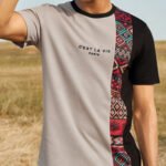 Men's Letter Ethnic Asymmetric Print Short Sleeve O Neck T-Shirts