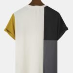 Men's Beers Print Color Block Patchwork Knit Short Sleeve T-Shirts - Image 2