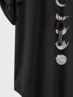 Charmkpr Men's Cartoon Cat Print Curved Hem Casual Short Sleeve T-Shirts - Image 2