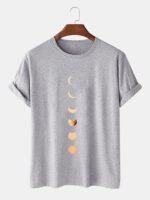 Moon Eclipse Print Short Sleeve 100% Cotton Breathable T-Shirts - Image 2