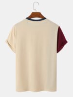 Men's Asymmetric Colorblock Letter Printed Short Sleeve T-Shirts - Image 3