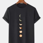 Moon Eclipse Print Short Sleeve 100% Cotton Breathable T-Shirts