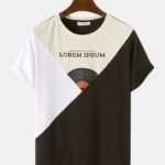 Men's Letter Print Color Block Patchwork Short Sleeve T-Shirts