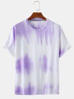 Men's Gradient Color Print Summer Breathable Loose O-Neck T-Shirts