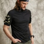 Men Camo Double Pocket Velcros Details Casual Skin Friendly Short Sleeve T-Shirt