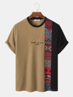 Men's Letter Ethnic Asymmetric Print Short Sleeve O Neck T-Shirts - Image 5