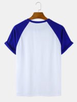 Solid Color Raglan Sleeves Casual Short Sleeve T-Shirts - Image 2