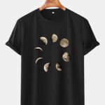 Men's Cotton Breathable Moon Pattern Round Neck Short Sleeve T-Shirts