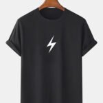 Lightning Print 100% Cotton Breathable Round Neck Short Sleeve T-Shirts