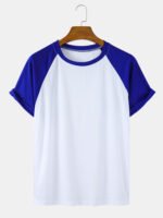 Solid Color Raglan Sleeves Casual Short Sleeve T-Shirts