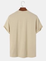 Men Flower & Leaf Print Crew Neck Casual Short Sleeve T-Shirts - Image 2
