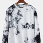 Men's 100% Cotton Ink Tie-Dye Print Crew Neck Loose Fit Sweatshirt