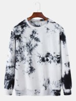 Men's 100% Cotton Ink Tie-Dye Print Crew Neck Loose Fit Sweatshirt