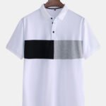 Men's Color Matching Short Sleeved Casual Fashion Cotton Golf Shirt