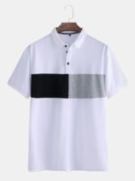 Men's Color Matching Short Sleeved Casual Fashion Cotton Golf Shirt