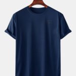 Men Casual Loose Solid Color Letter Crew Neck T-Shirts
